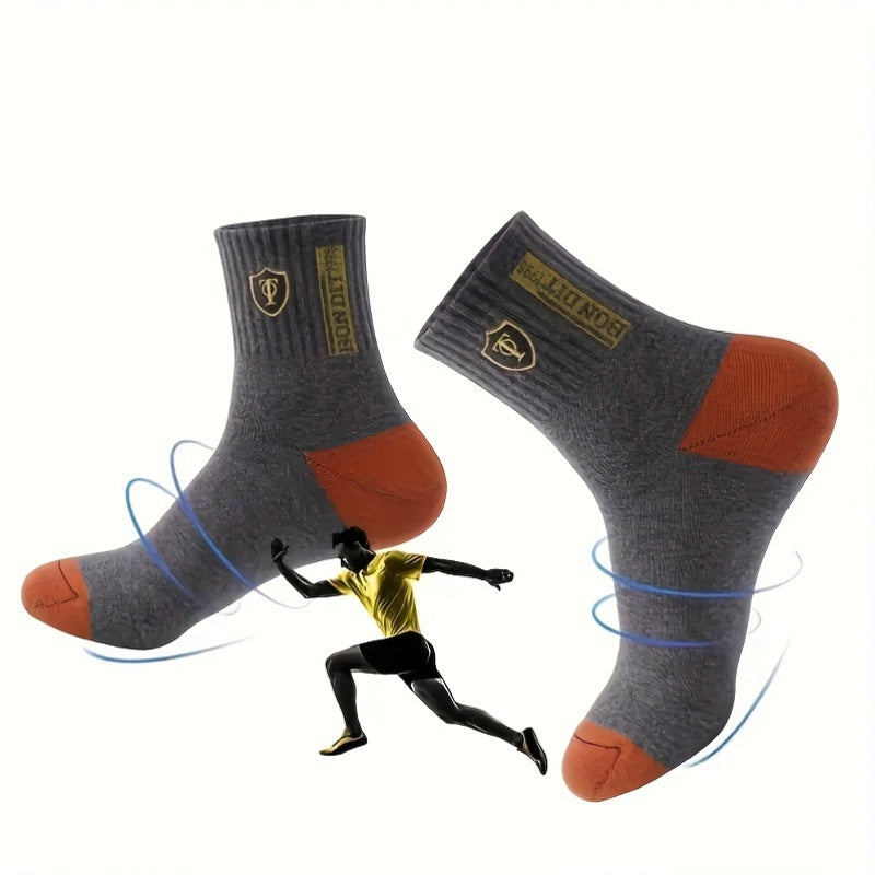 Men's Athletic Crew Socks Multipack in Mixed Colors, 5, 10, 20 or 40 Pairs with Shield and Mountain Design References for Sports and Everyday Casual Outfits
