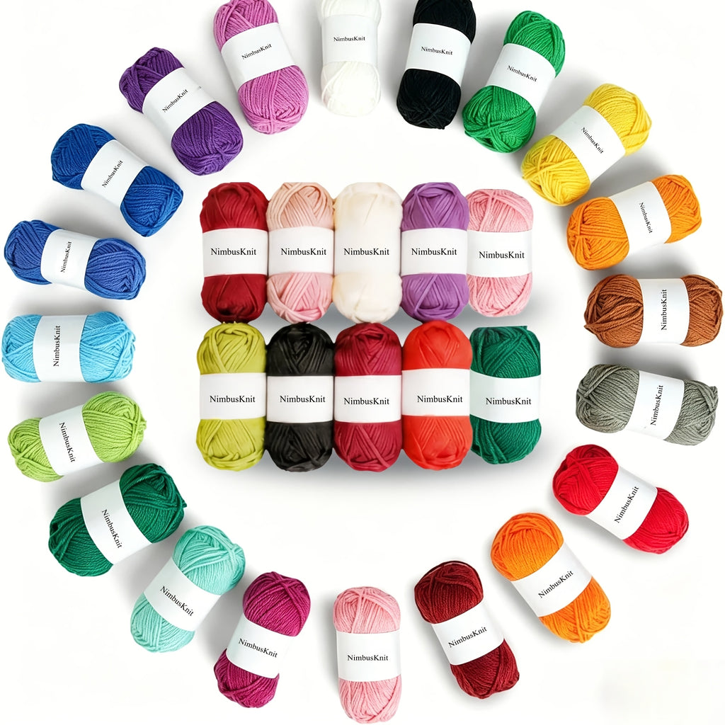 Crochet Yarn Bundle with Listed 25g Rolls and Four-Strand Construction, 30- or 60-Piece Options for DIY Scarves, Hats, Bags, Dolls and Coaster Crafts