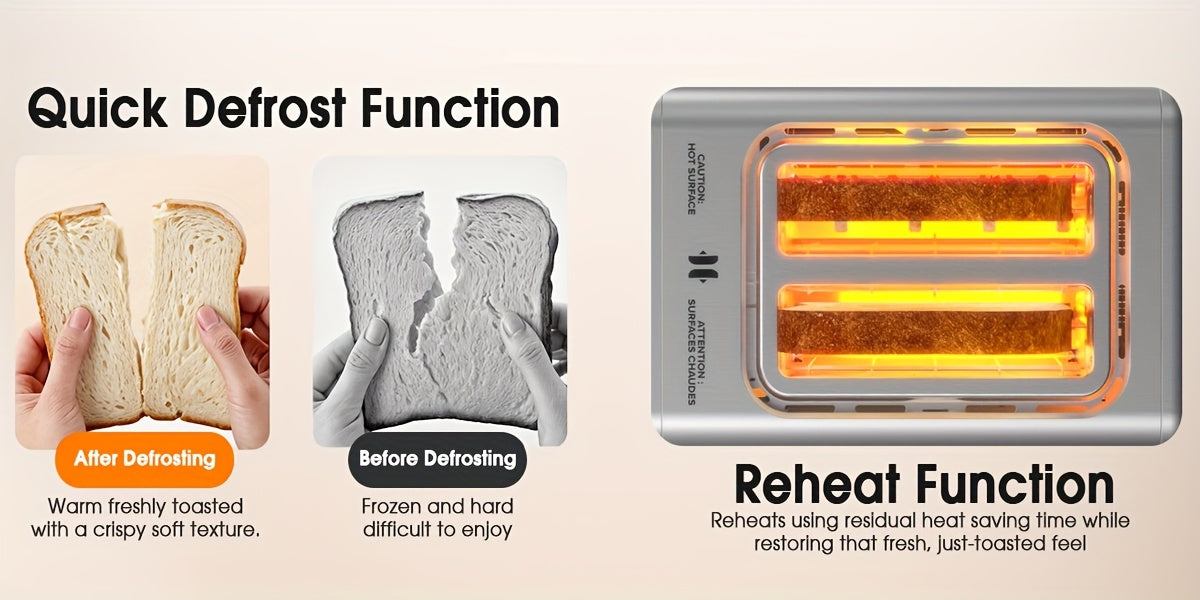 Digital Touchscreen Toaster, 2-Slice 900W Stainless Steel Model with 1.5-Inch Wide Slots, Memory Function, 5 Bread Types and 6 Shade Settings