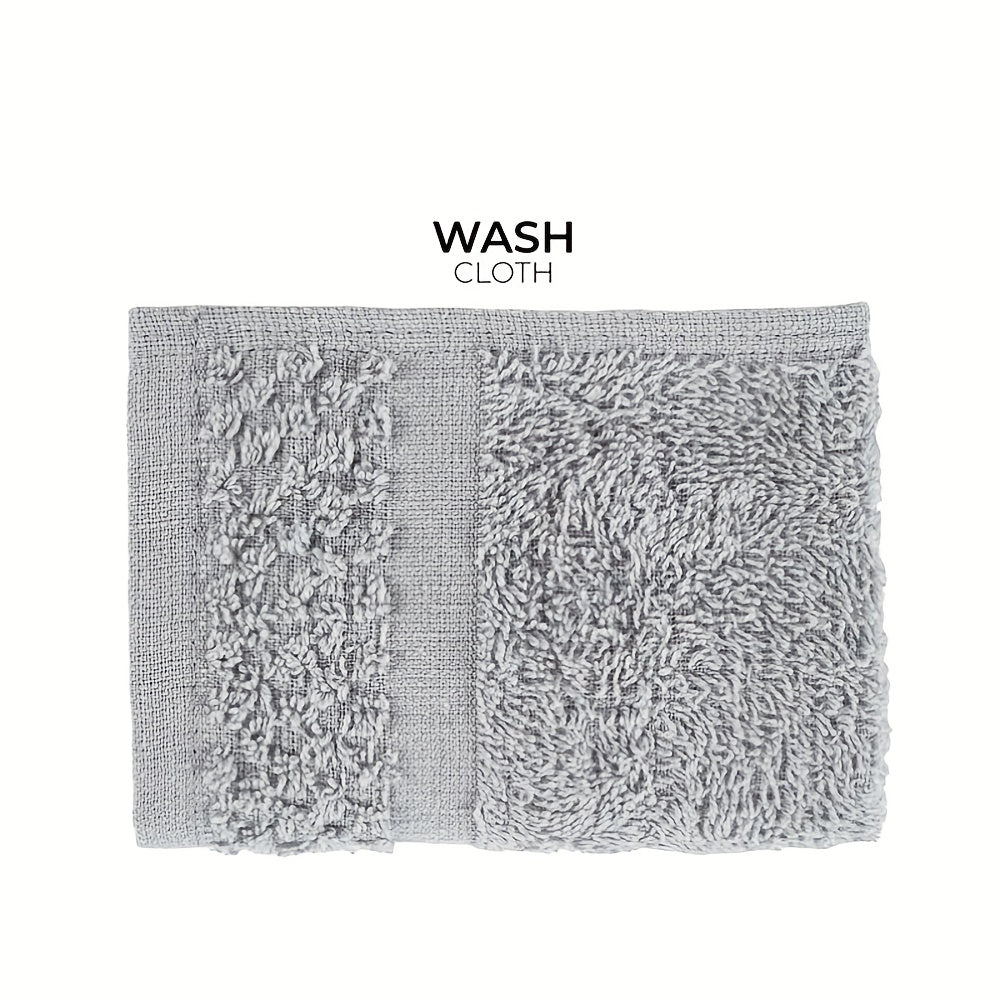 Cotton Bath Towel Set in Solid Colors with Named 16 or 32 Piece Packages and Additional Color Choices for Household Bathroom Linens and Guest Washroom Use