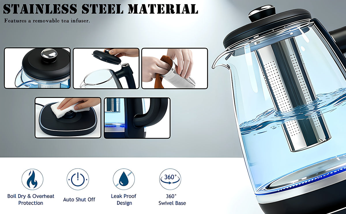 Fast Heating Electric Kettle 1150W, Hot Water Boiler with Overheat Protection and Removable Stainless Steel Filter, Easy to Clean Kettle for Tea, Coffee and Daily Drinking Water