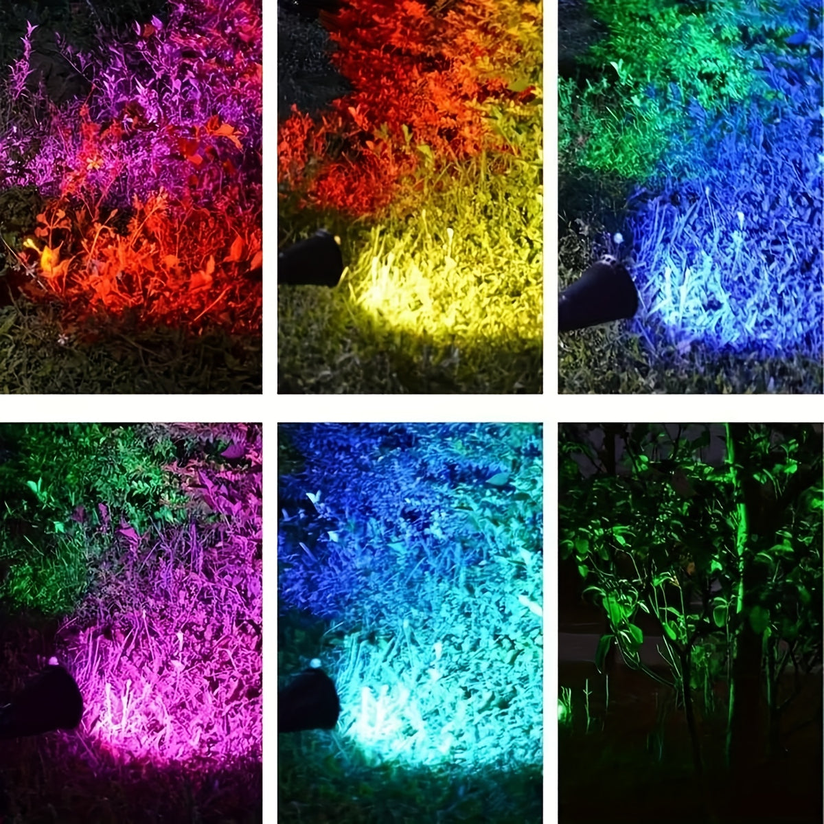 Solar Landscape Spotlight Pair in White or Warm Light, Adjustable Garden Accent Lamps with Listed 7 LEDs and IP44 Rating for Ground or Wall Installation