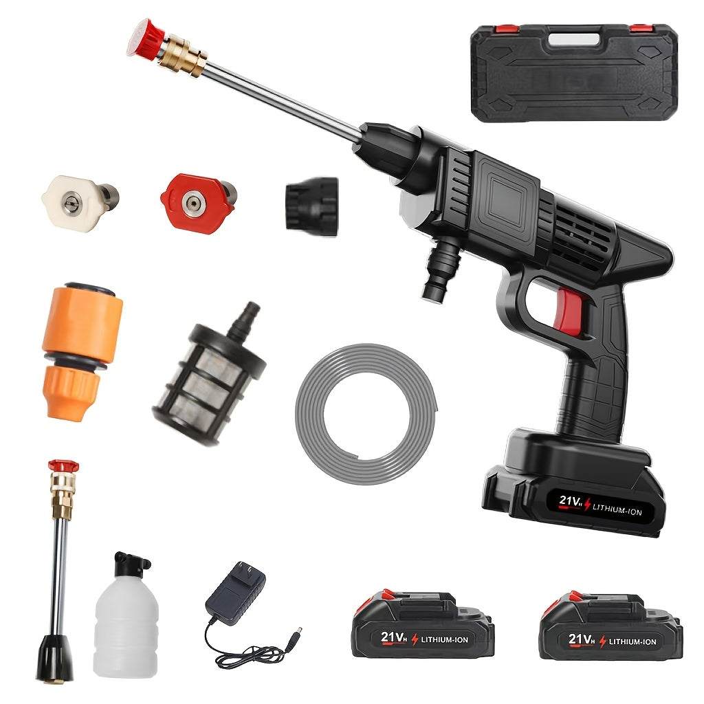 Cordless Pressure Cleaner with Single or Dual Rechargeable Battery Options, Foam Nozzle Reference and Multiple Color Labels for Car Care and Outdoor Cleanup