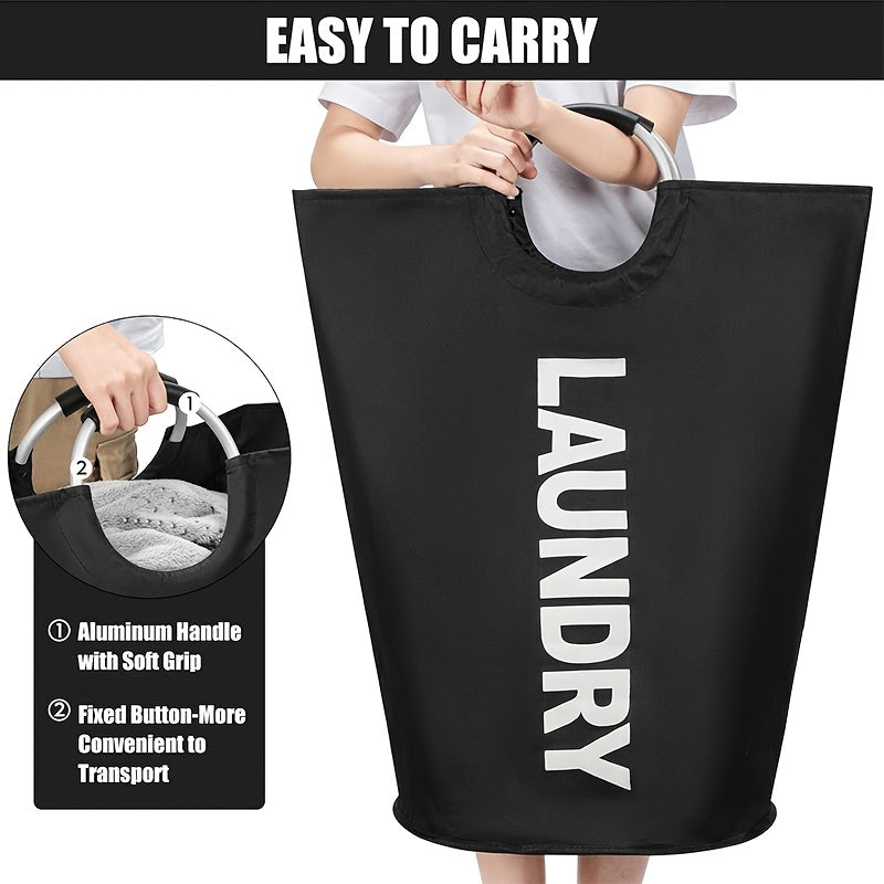 Half-Ring Handle Laundry Basket, Foldable Fabric Clothes Hamper in 16.64, 21.66 or 25.1 gal Options for Bedroom and Laundry Room Organization