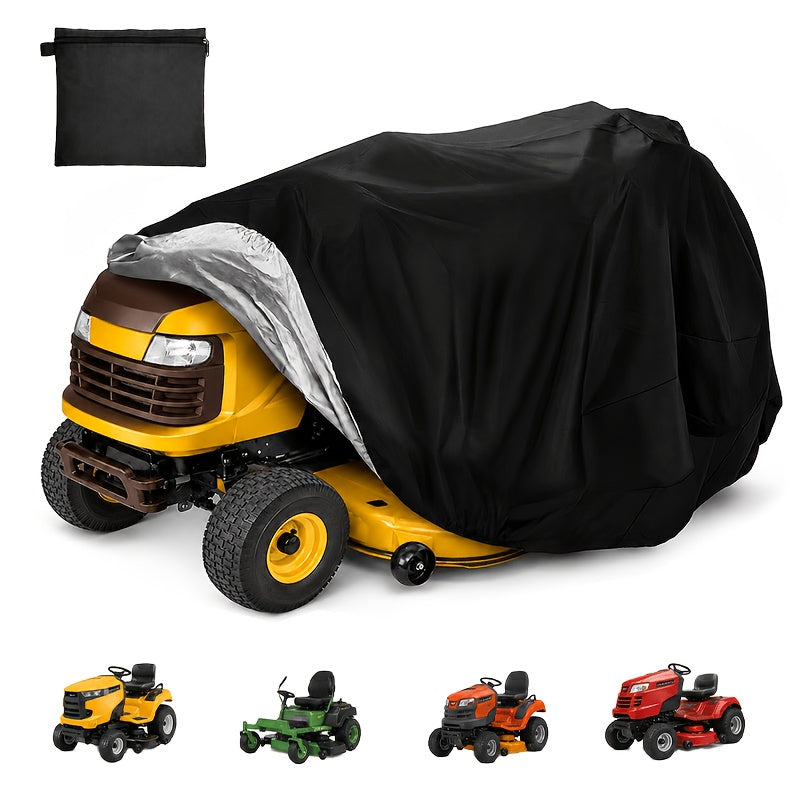 Lawn Mower Cover with Securing Straps and Storage Pockets, Black 800D Polyester Oxford Fabric Cover for Compatible Lawn Equipment and Tractor Storage