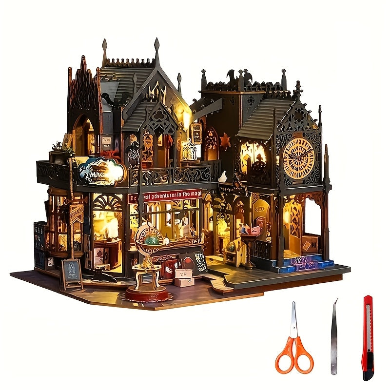 DIY Magic Hut Building Model, Three-Dimensional House Assembly Craft with 1pc or Magic House + Tools Options for Hobby Projects and Birthday or Holiday Gifts