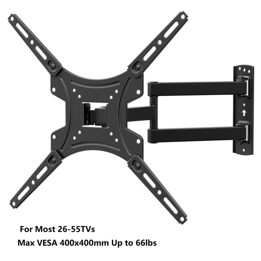 TV Wall Mount Full Motion for 37-75 Inch TVs, Articulating Dual Arms with Swivel, Tilt & Leveling, 132 Lbs Capacity, Max VESA 600x400mm, Fits 16-24 Inch Wood Studs, for OLED LCD LED Flat & Curved TVs