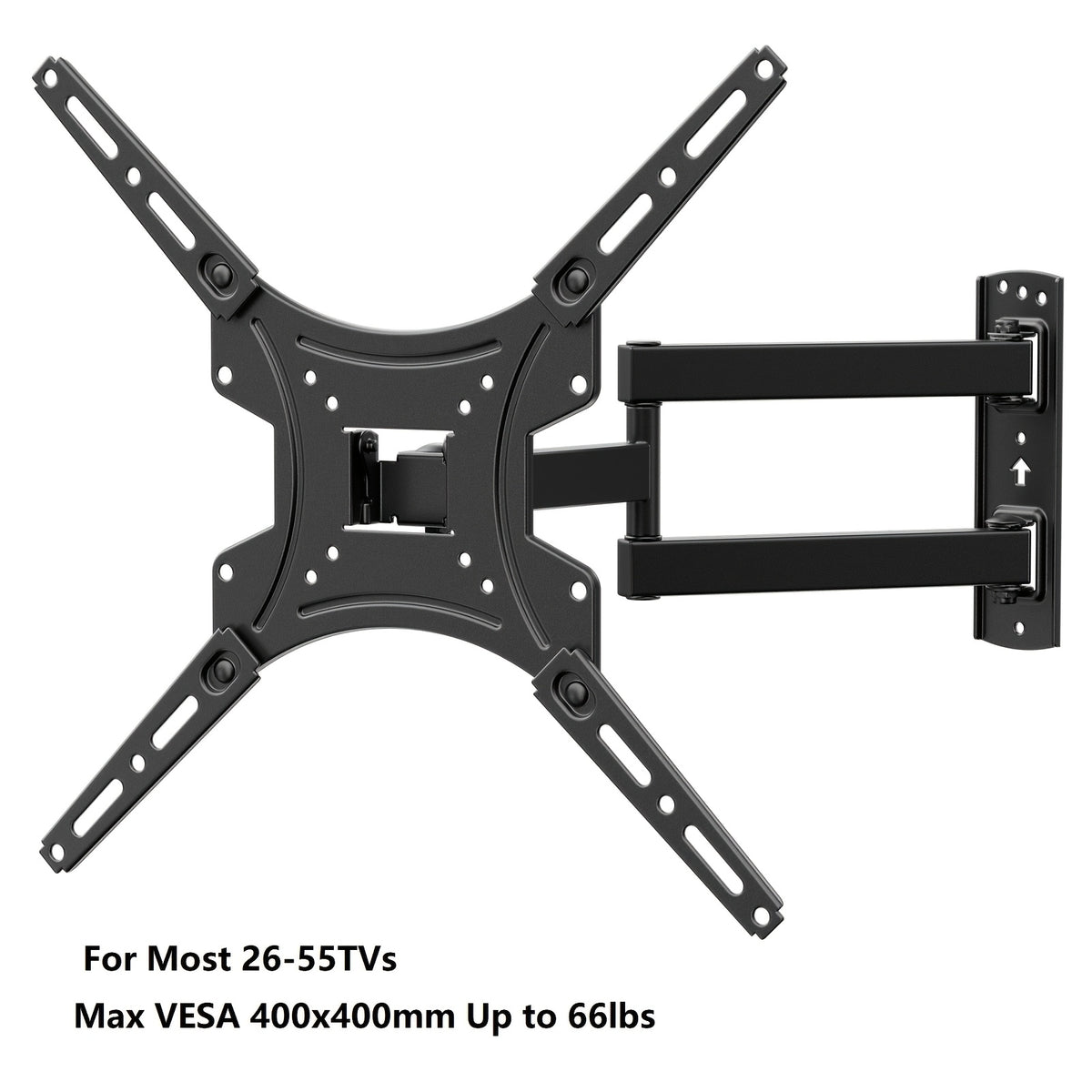 TV Wall Mount Full Motion for 37-75 Inch TVs, Articulating Dual Arms with Swivel, Tilt & Leveling, 132 Lbs Capacity, Max VESA 600x400mm, Fits 16-24 Inch Wood Studs, for OLED LCD LED Flat & Curved TVs