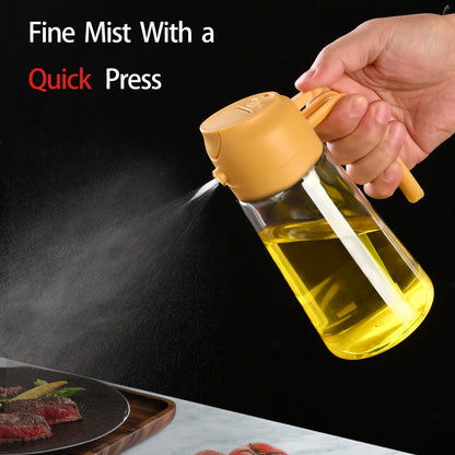 470ml Plastic Oil Spray Bottle with 2-in-1 Spray and Pour Design for Olive Oil, Kitchen Cooking, Grilling, Air Fryer Preparation, Baking and Salad Dressing