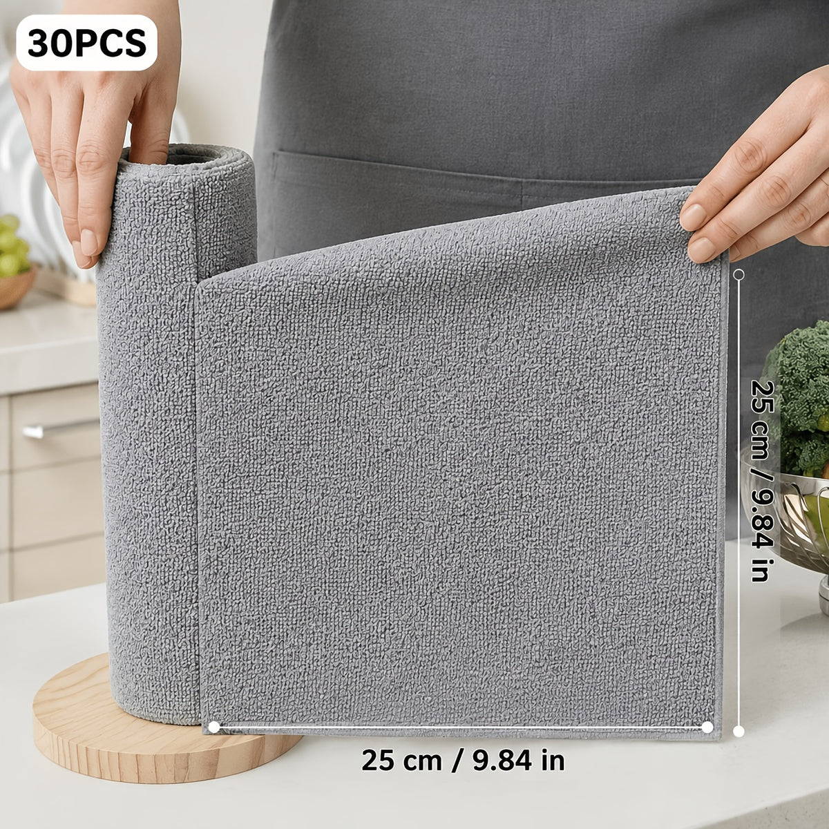 Reusable Cleaning Cloth Roll with 30 Listed Wipes, Microfiber Towel Format in Pink, Light Green or Blue for Household Kitchen, Car and RV Cleaning Tasks