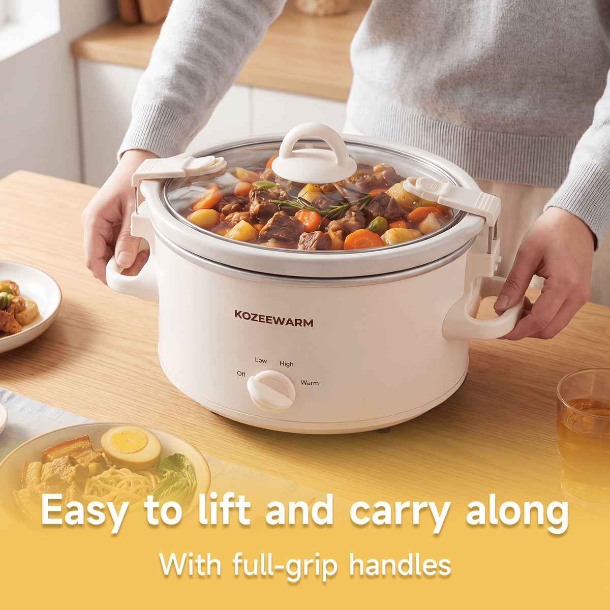 Manual Slow Cooker with 1.5QT or 4QT Capacity Options, Removable Stoneware and Listed Warming Setting for Home Meal Preparation in Six Size and Color Choices