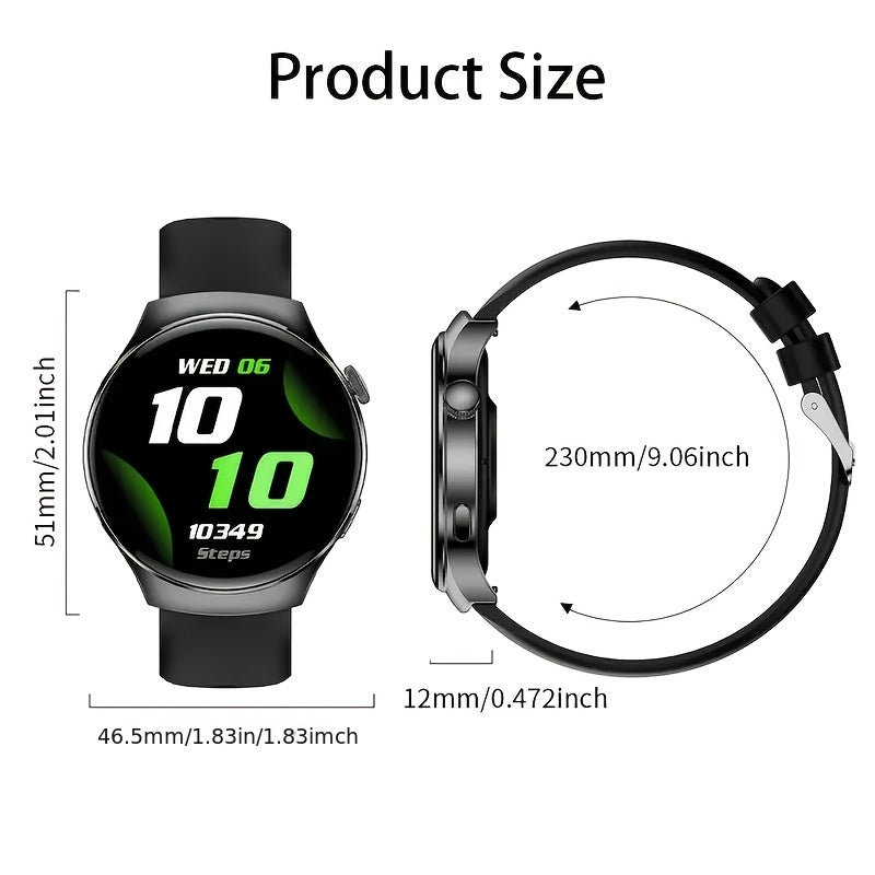 OLED Touchscreen Calling Smartwatch with 2.01-Inch Display, Message Alerts, Step and Calorie Tracking, Music and Photo Controls in Business Black or Silvery