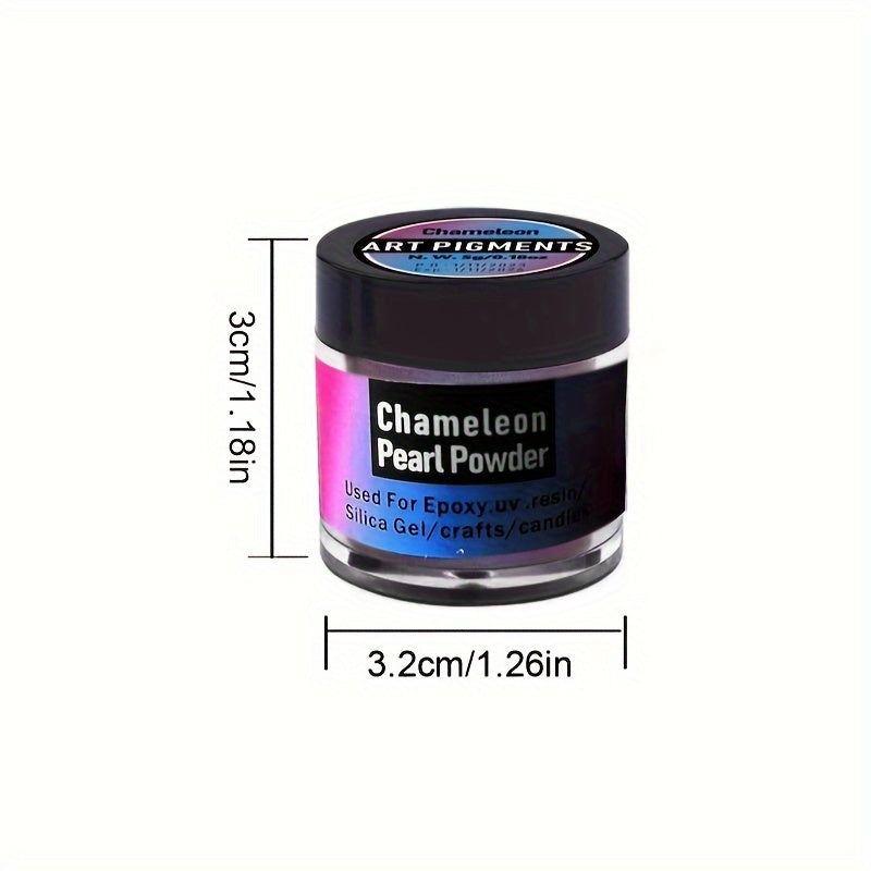 Six Color Chameleon Craft Powder Set with Listed 5g per Color, Decorative Pigment Selection for Compatible Resin Art, Mold Coloring and Adult Creative Projects
