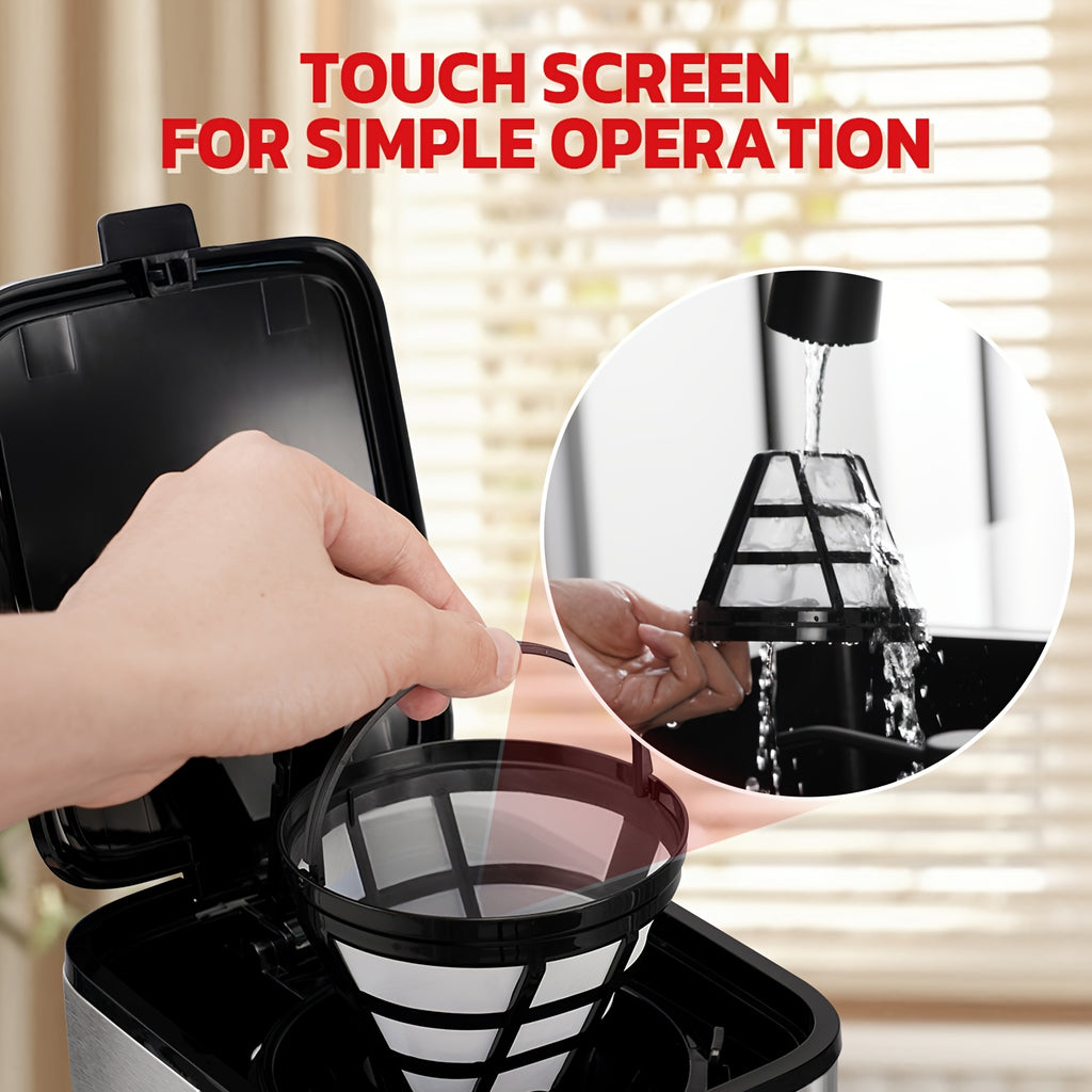 Programmable Drip Coffee Maker with Touch-Screen Controls and Pause & Serve, Stainless Steel Listing in Silvery for Everyday Home Coffee Preparation