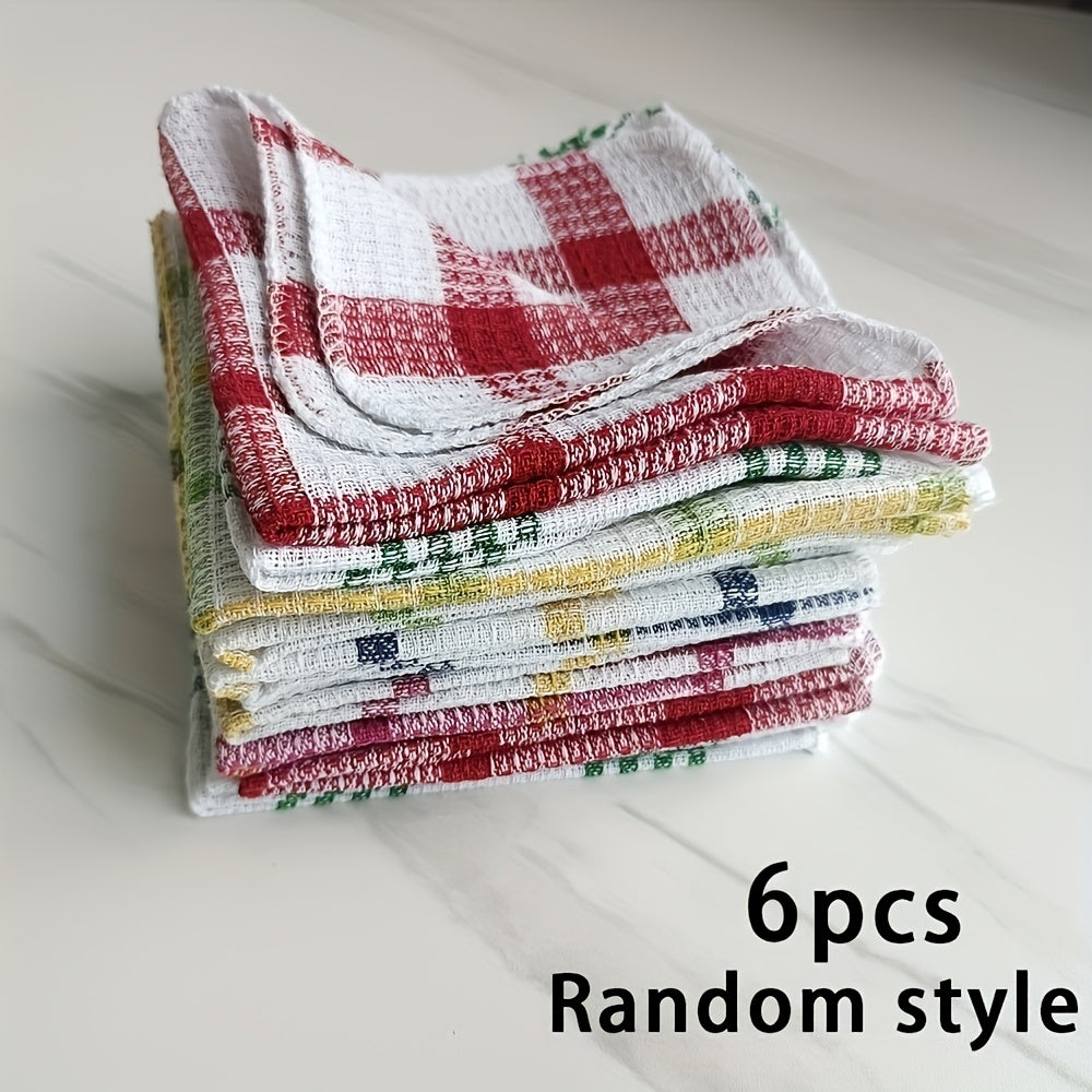 Kitchen Dish Cloths Six-Piece Pack, Soft Absorbent Reusable Dishwashing Towels for Compatible Dishes, Bowls and Countertop Cleanup at Home or While Traveling