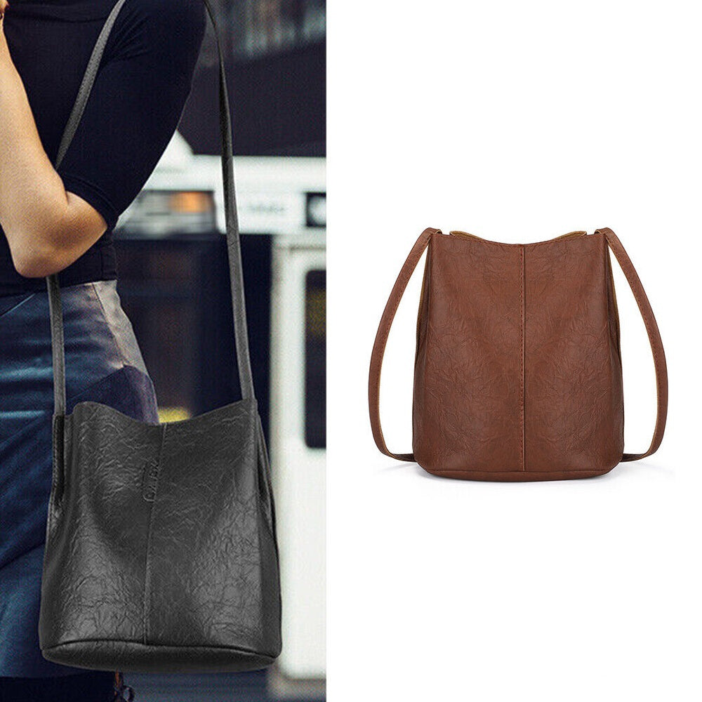 Women's Bucket Shoulder Bag in Brown or Black, Everyday Handbag for Shopping Trips, Casual Dates, Weekend Outings and Vacation Outfit Styling