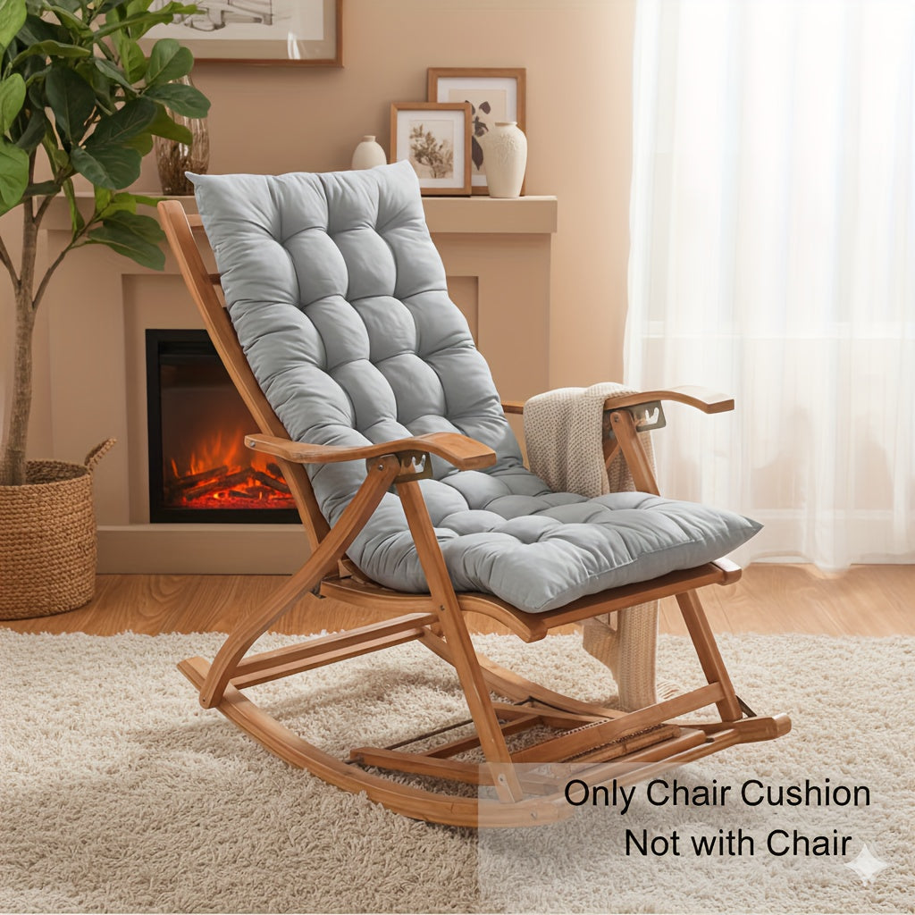 Tufted Rocking Chair Cushion, One-Piece Seat and Back Pad with Ties, 18.9 x 47 Inches for Compatible Recliner Seating in Five Color Options