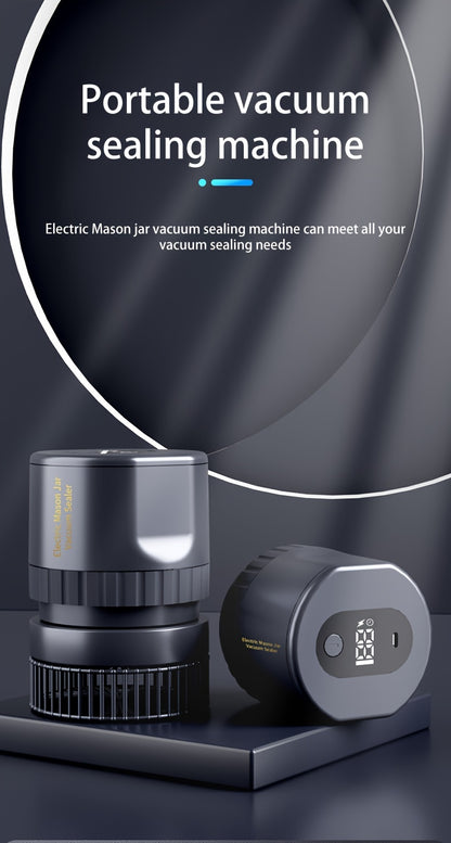 Electric Mason Jar Vacuum Sealer with One-Touch Operation, USB Rechargeable Kitchen Jar Sealing Tool with Wide and Narrow Mouth Lids, Black or White Options
