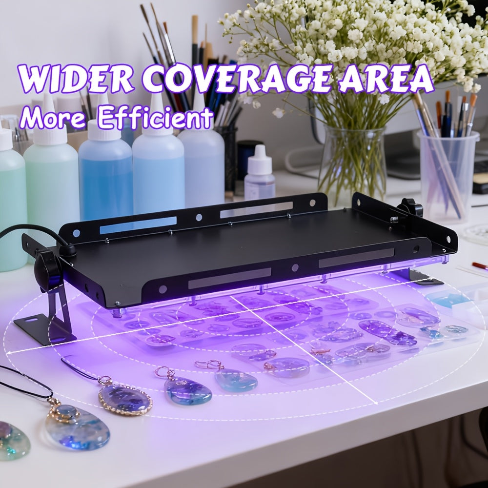 Stand-Equipped Resin Curing Lamp in Black with 96 or 144 LED Option Labels, One-Button Craft Light for Compatible Light-Curing Resin Jewelry and Mold Projects