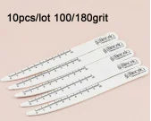 Wooden White Nail Files with Listed 100/180 Grit Sandpaper, 10, 50 or 100-Piece Pack Options for Manual Nail Shaping and Manicure Salon Supplies