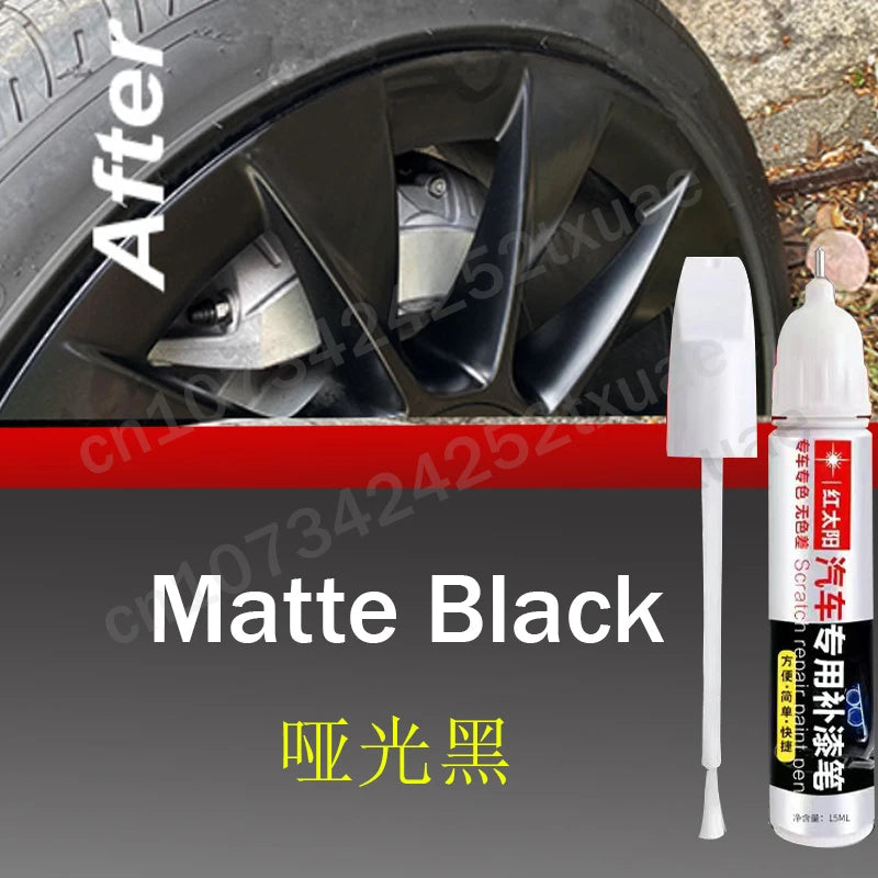 Wheel Rim Touch Up Paint Pen with Brush Application Reference, Silver, Matte Black, Gloss Black or Grey Options for Cosmetic Scuff and Chip Coverage