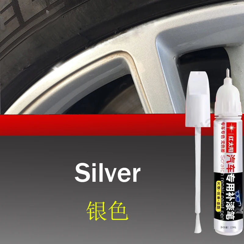 Wheel Rim Touch Up Paint Pen with Brush Application Reference, Silver, Matte Black, Gloss Black or Grey Options for Cosmetic Scuff and Chip Coverage
