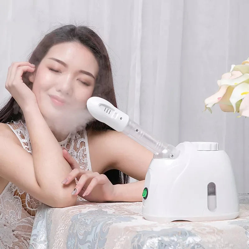 100ml Warm Mist Facial Steamer with Extended Arm, 360-Degree Rotating Outlet and Aromatherapy Compartment, 350W Home Beauty Device