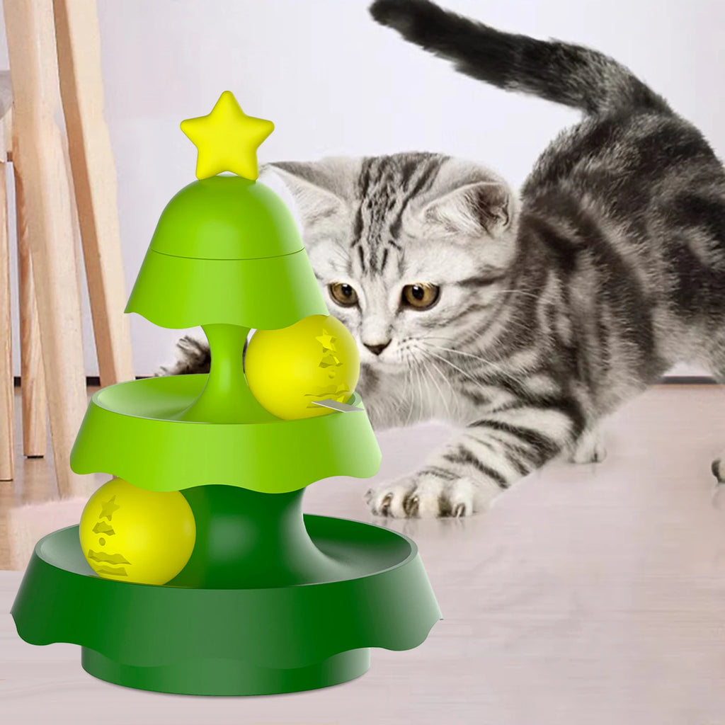 Cat Puzzle Feeder with 360-Degree Rotating Treat Dispenser, Adjustable Food Outlet and PP Construction for Interactive Snack Play and Slow Feeding