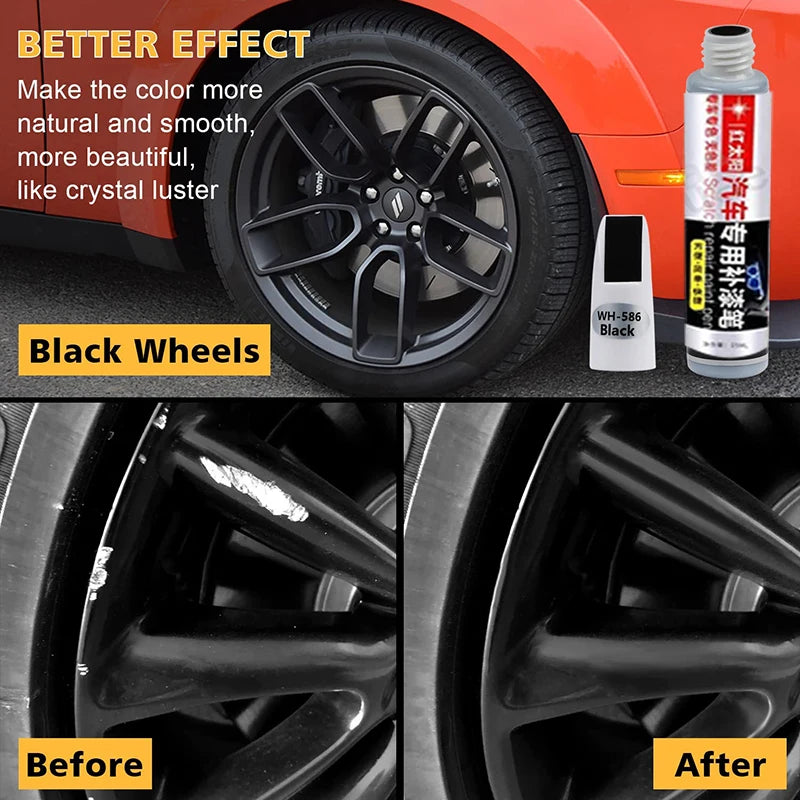 Wheel Rim Touch Up Paint Pen with Brush Application Reference, Silver, Matte Black, Gloss Black or Grey Options for Cosmetic Scuff and Chip Coverage