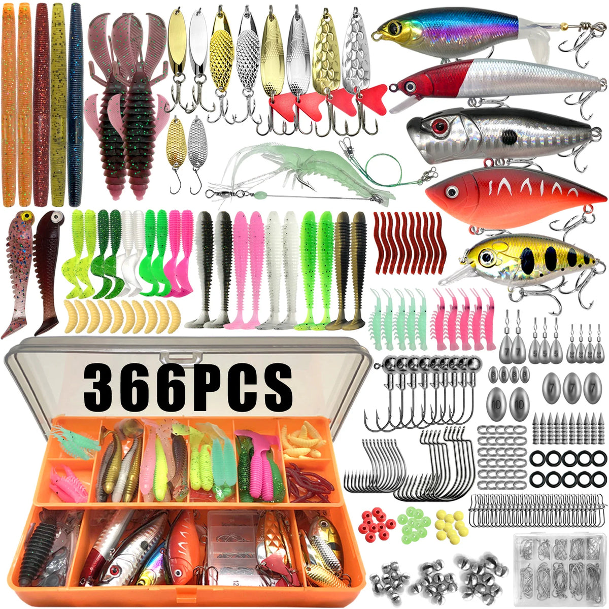 Fishing Lure Kit for Trout, Pike and Bass, Multi-Lure Tackle Selection with Layered Box Reference and Six Model Options for Recreational Angling Trips