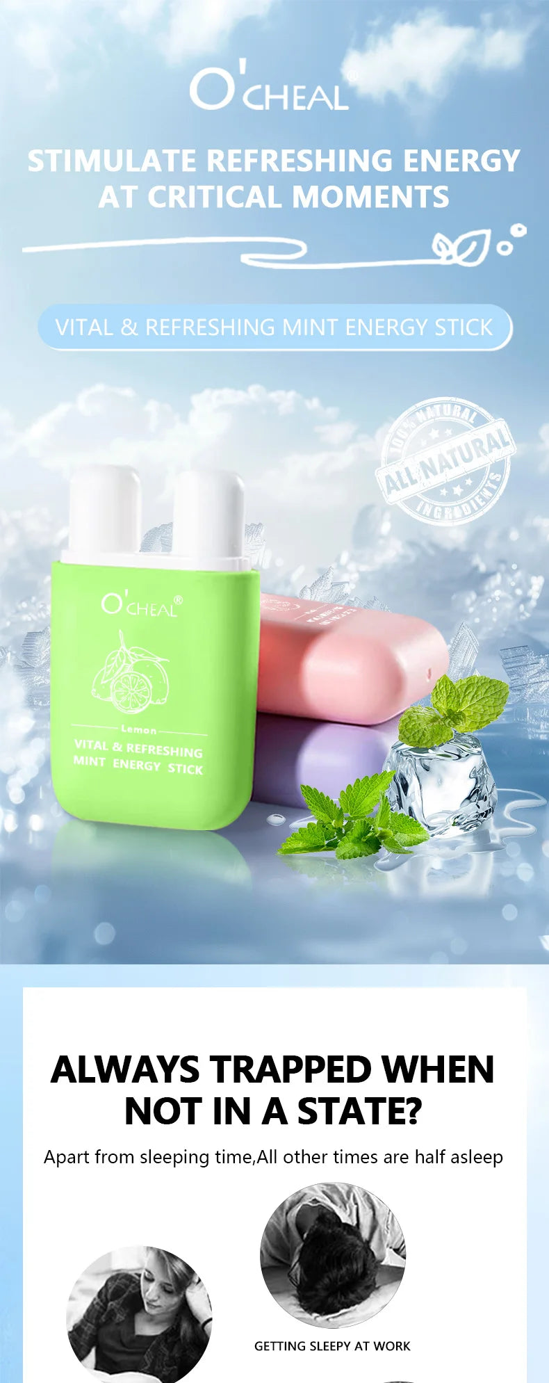 Aroma Scent Stick by O'cheal with Double-Hole Design, Listed 3.6g Format and Mint, Watermelon, Peach, Lemon or Grape Labels with Single and Multipack Options