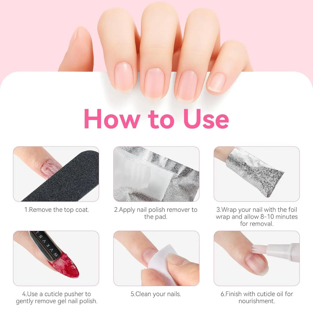 Nail Foil Wraps with Attached Cotton Pads by Makartt, 100-Piece Soak-Off Removal Supplies for Compatible Gel Polish and Nail Coatings, Acetone Not Included