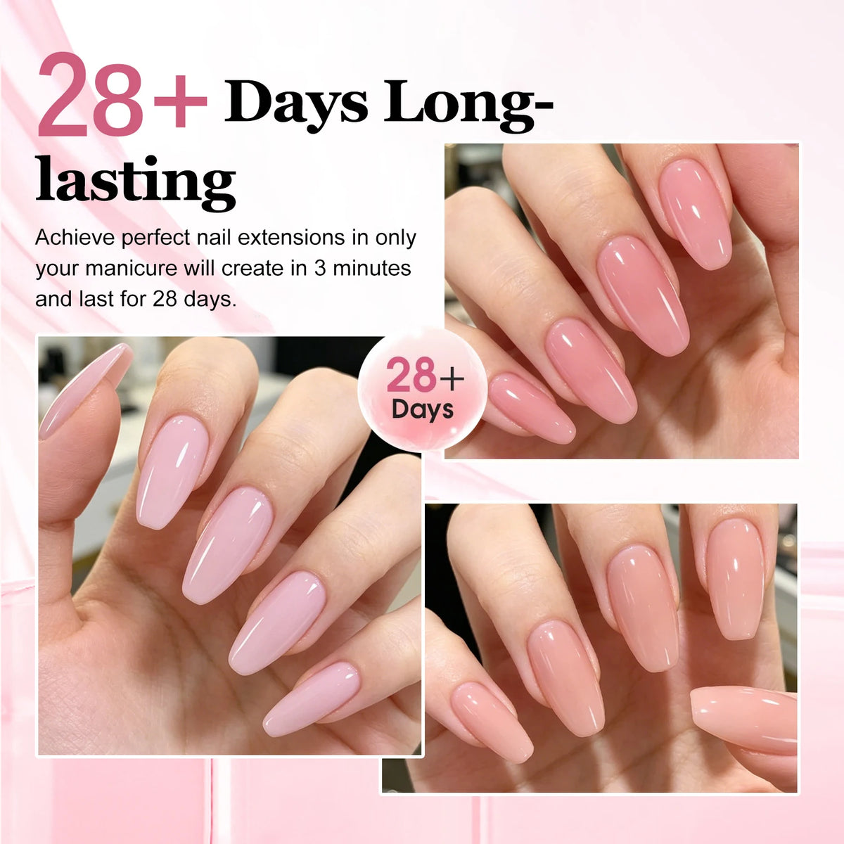 Duolingdai Poly Nail Extension Gel Kit with 4 Listed Colors, 8-Piece Toolset and Mini Nail Light for Instruction-Guided Adult DIY Manicure Designs