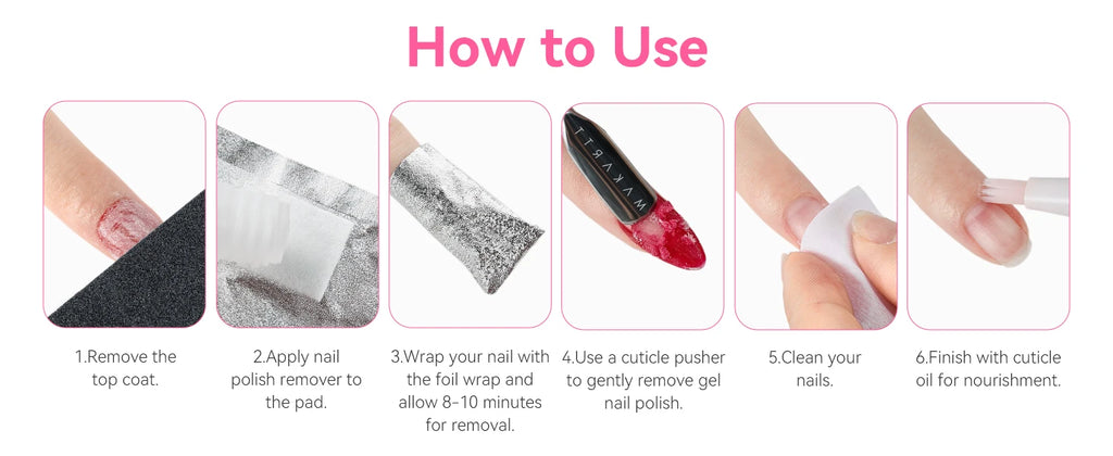 Nail Foil Wraps with Attached Cotton Pads by Makartt, 100-Piece Soak-Off Removal Supplies for Compatible Gel Polish and Nail Coatings, Acetone Not Included