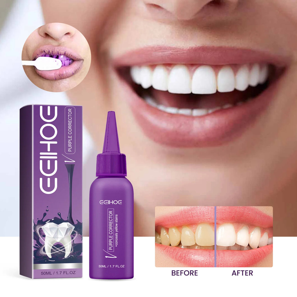 Purple Teeth Care Solution with 30g or 50g Single-Piece Options and Separate Multipack Labels for Label-Guided Adult Oral Care Product Selection