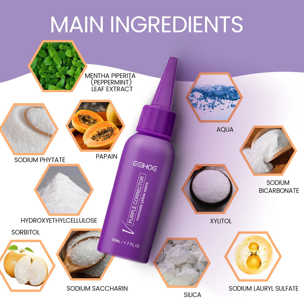Purple Teeth Care Solution with 30g or 50g Single-Piece Options and Separate Multipack Labels for Label-Guided Adult Oral Care Product Selection