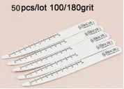 Wooden White Nail Files with Listed 100/180 Grit Sandpaper, 10, 50 or 100-Piece Pack Options for Manual Nail Shaping and Manicure Salon Supplies