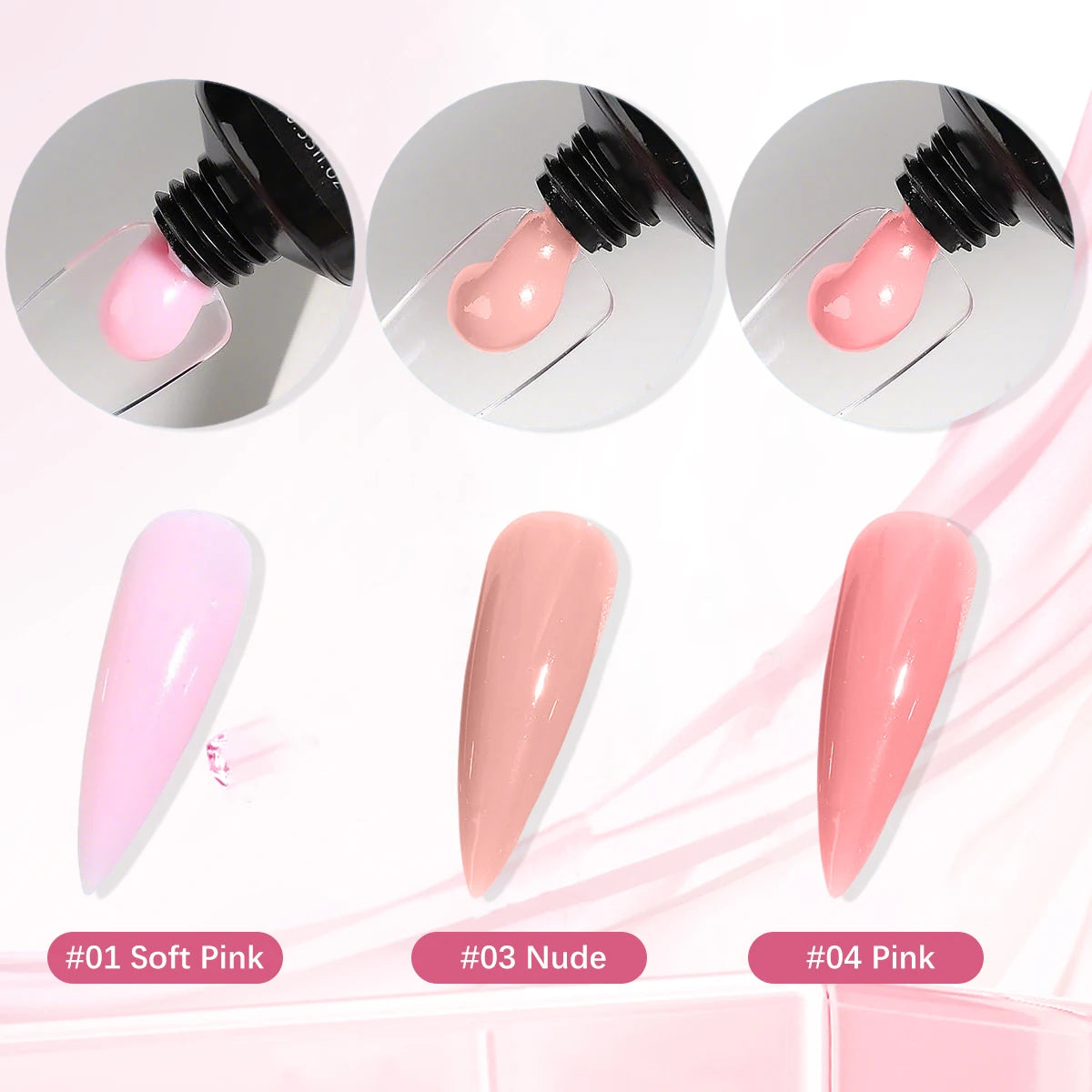 Duolingdai Poly Nail Extension Gel Kit with 4 Listed Colors, 8-Piece Toolset and Mini Nail Light for Instruction-Guided Adult DIY Manicure Designs