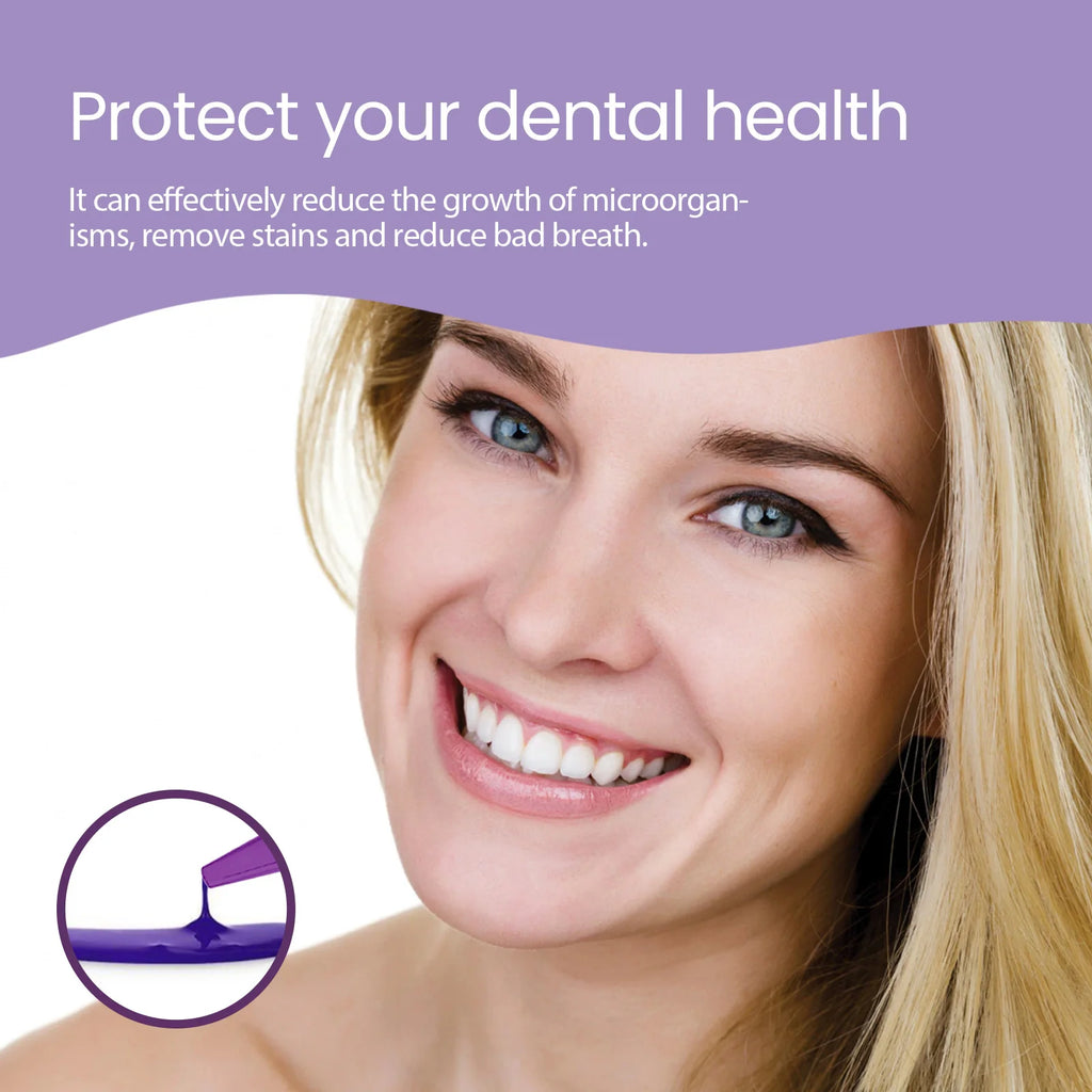 Purple Teeth Care Solution with 30g or 50g Single-Piece Options and Separate Multipack Labels for Label-Guided Adult Oral Care Product Selection