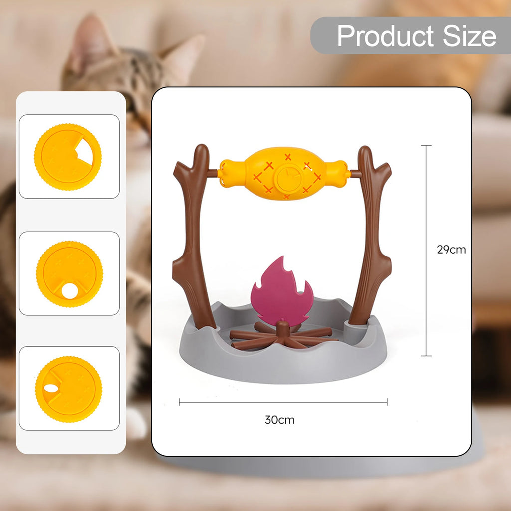 Cat Puzzle Feeder with 360-Degree Rotating Treat Dispenser, Adjustable Food Outlet and PP Construction for Interactive Snack Play and Slow Feeding