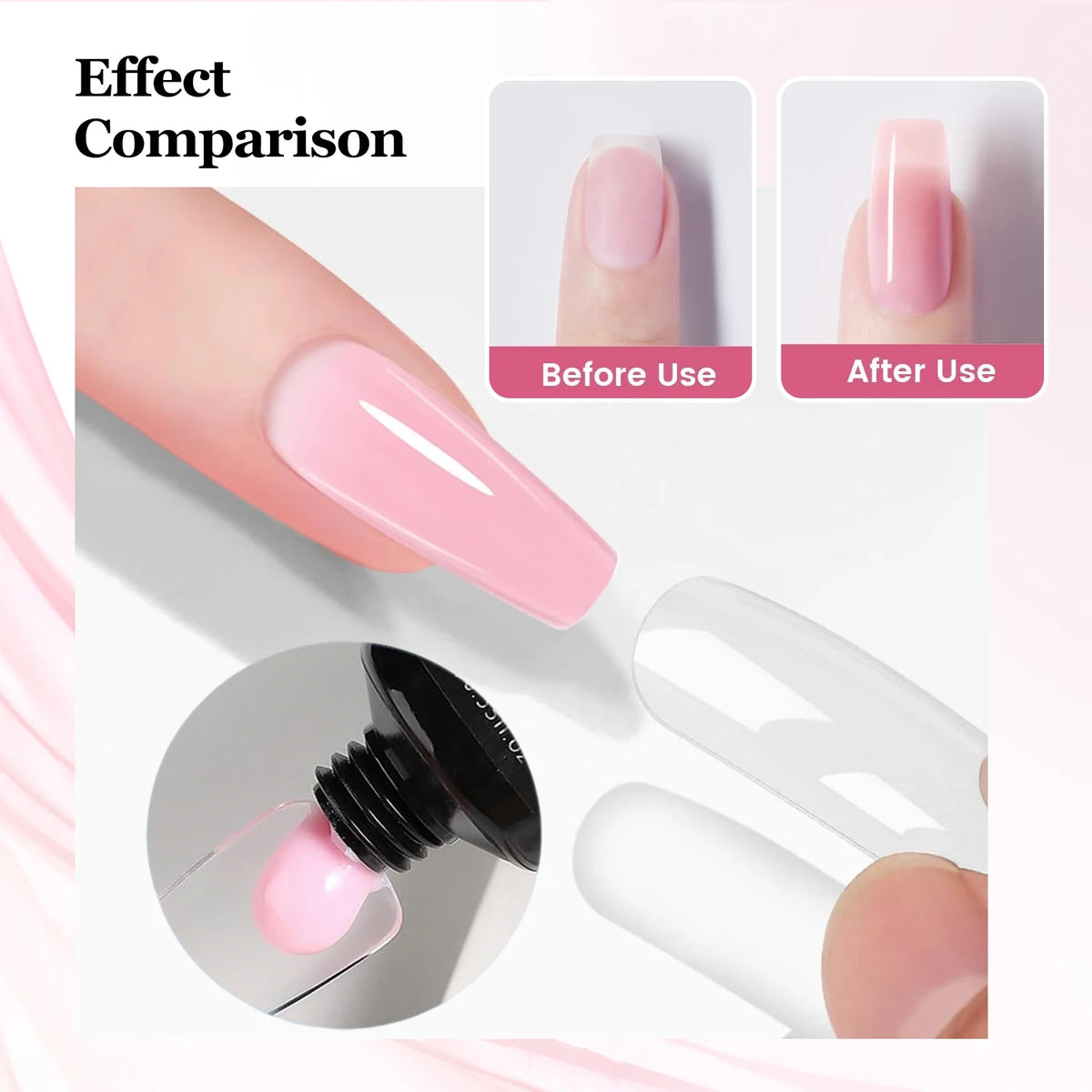 Duolingdai Poly Nail Extension Gel Kit with 4 Listed Colors, 8-Piece Toolset and Mini Nail Light for Instruction-Guided Adult DIY Manicure Designs