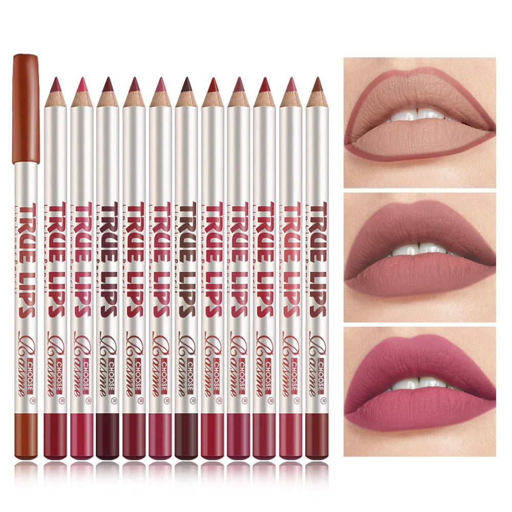 Lipstick Set with Twelve-Piece Assortment Reference, Lip Liner Pencil and Matte Lip Gloss Options in Four Coded Selections for Everyday Makeup and Beauty Gifts