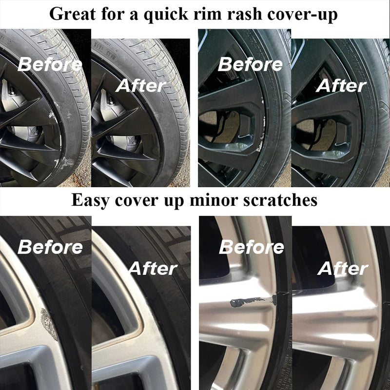 Wheel Rim Touch Up Paint Pen with Brush Application Reference, Silver, Matte Black, Gloss Black or Grey Options for Cosmetic Scuff and Chip Coverage