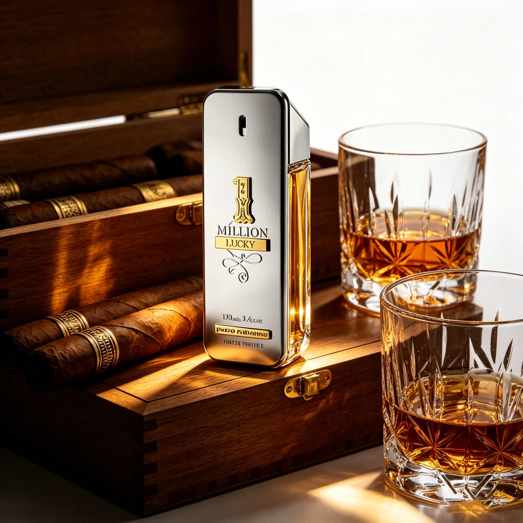Rabanne 1 Million Lucky Eau de Toilette for Men, 3.4 oz Woody Aromatic Fragrance with Plum, Hazelnut and Honey Notes for Daily Styling and Evening Occasions