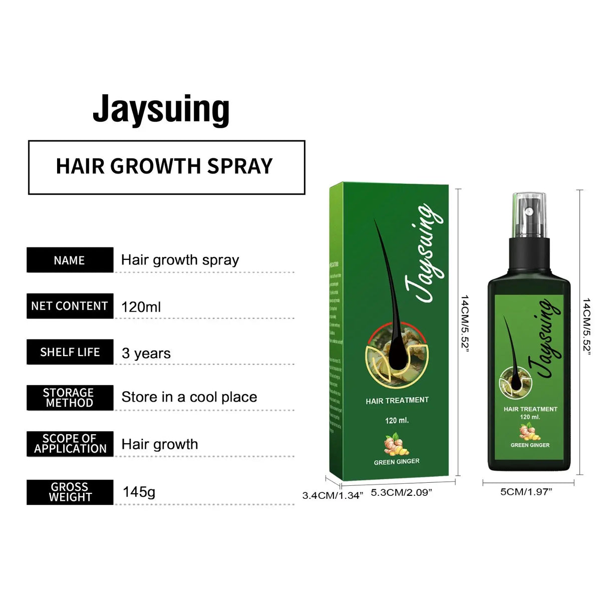 Ginger Scalp Care Spray for At-Home Hair and Scalp Massage Routines, with 30ml and 120ml Size Choices plus a Two-Piece Option