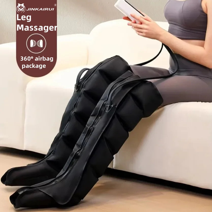 Air Compression Leg Massager by JinKairui with 3 Modes, 3 Intensity Levels and Display Controller, Short or Long Options Without Heat