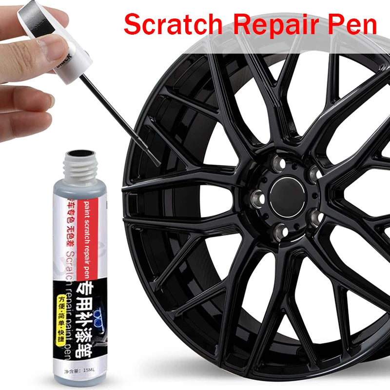 Wheel Rim Touch Up Paint Pen with Brush Application Reference, Silver, Matte Black, Gloss Black or Grey Options for Cosmetic Scuff and Chip Coverage