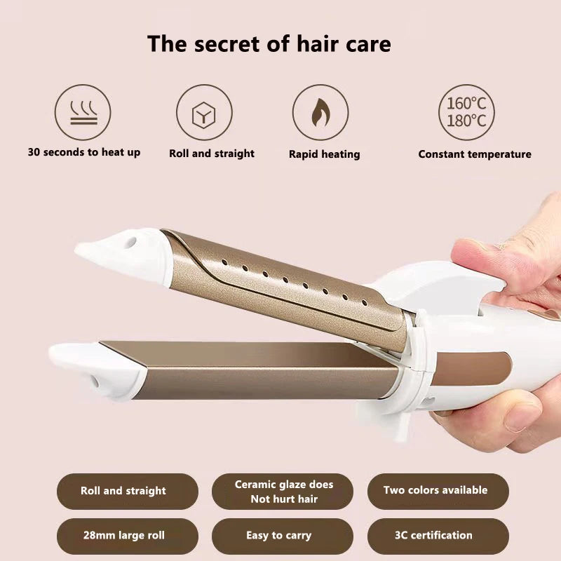 LCD Temperature-Control Curling Iron with Separate 9–38mm Ceramic Barrel Options or Pink and Golden Curl-Straight Combo Styles for Adult Hair Styling
