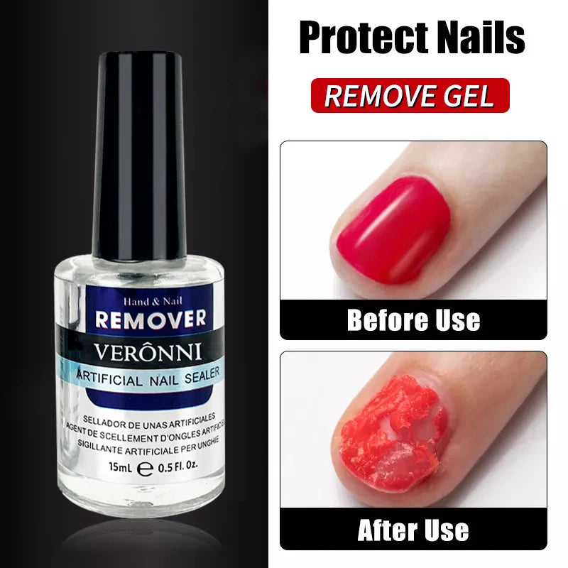 Gel Nail Polish Remover with Listed 15ml Bottle Size, Magic Remover Reference and Single or Two-Piece Selection Labels for Adult Manicure Removal