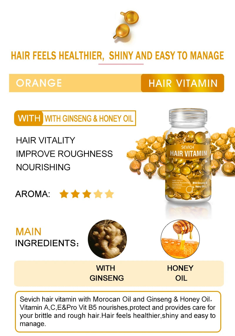 Hair Oil Capsules by Sevich for Cosmetic Conditioning, Softness and Shine, Nine Hair Care Option Labels for At-Home Grooming Routines